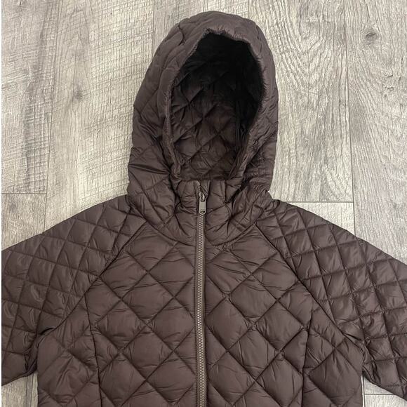 Athleta Whisper Featherless Parka Brown Quilted Hooded Puffer - Picture 3 of 10